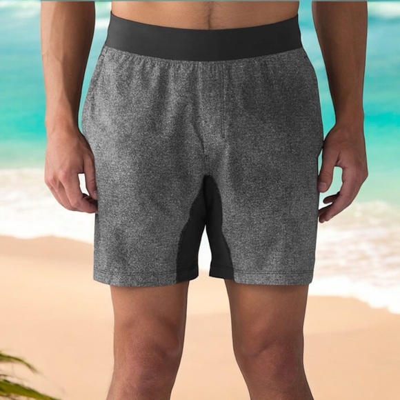 Lululemon T.H.E. Short Linerless 7" Carbon Mist Alpine White Graphite Grey Sz M - Picture 1 of 13